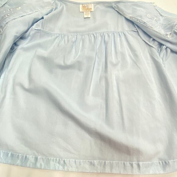 Vintage Lace Pajama Top Wmns Small Pastel Blue Embroidered Long Slv Barbizon 80s - Picture 8 of 13